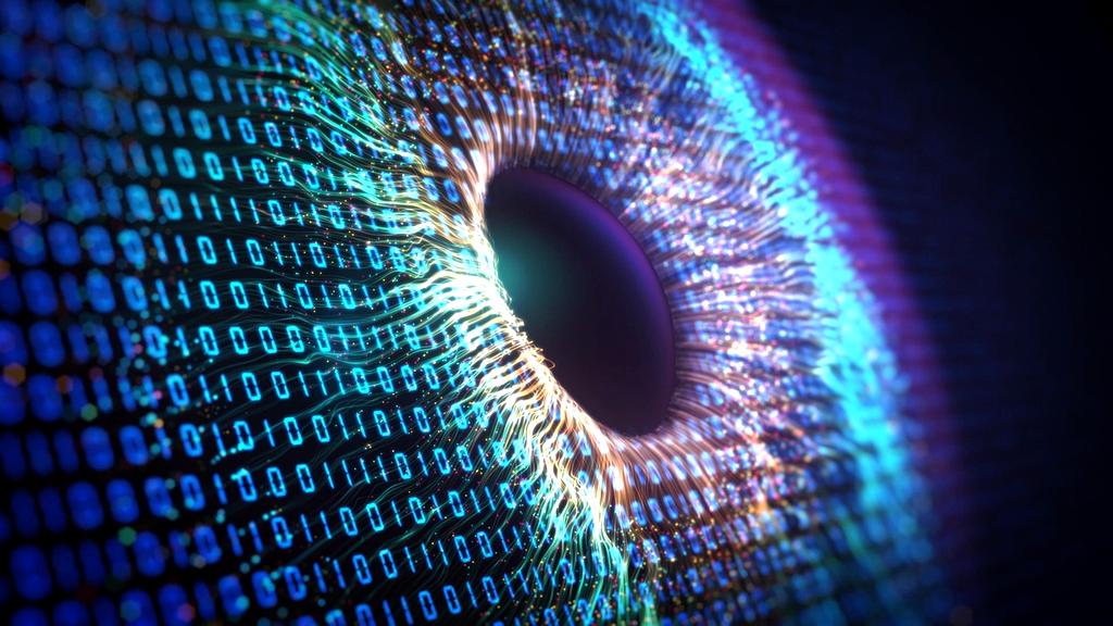 Close up of AI neural network visualization on a tablet