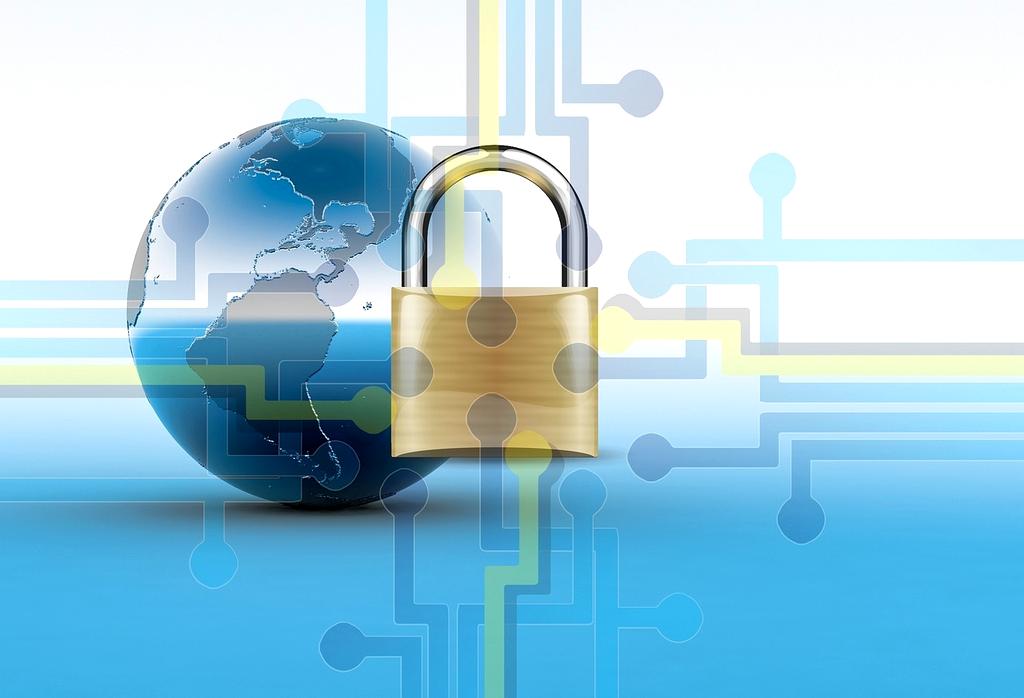 Cybersecurity lock on digital network